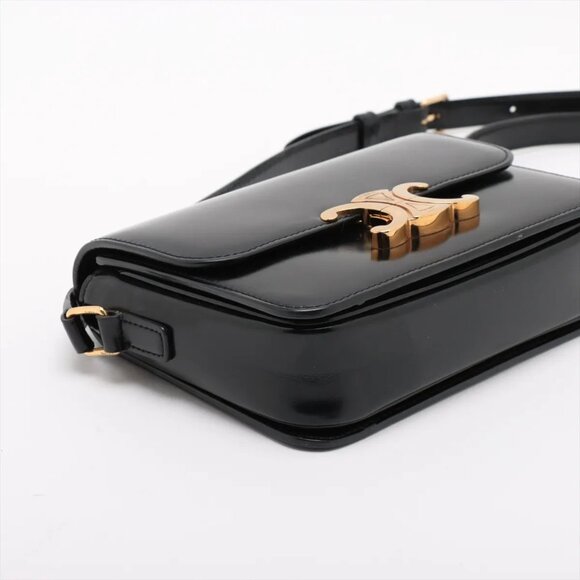 AUTHENTIC Celine Triomphe teen Leather crossbody Shoulder bag Black - Picture 2 of 11